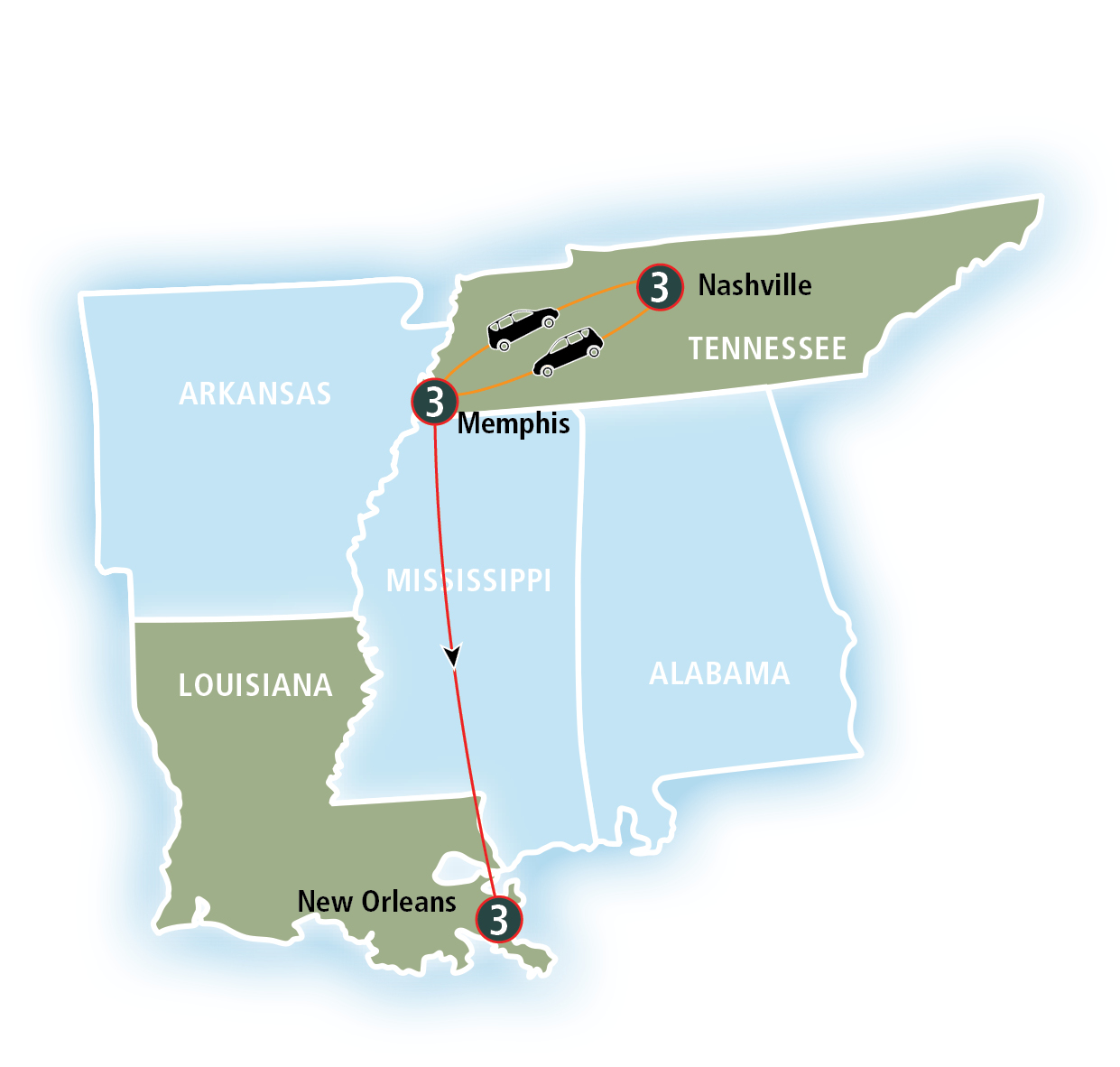 Tennessee Music Trail to New Orleans